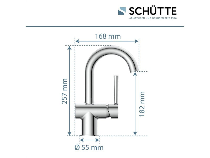 SCHÜTTE Waschtischarmatur Cornwall Einhebelmischer chrom Mischbatterie Bad 150° - 4008431790107