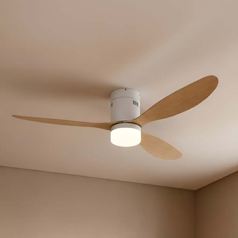 Lucande Deckenventilator Kayu LED Ventilator mit Fernbedienung weiß/holz 132cm - 4251911779943