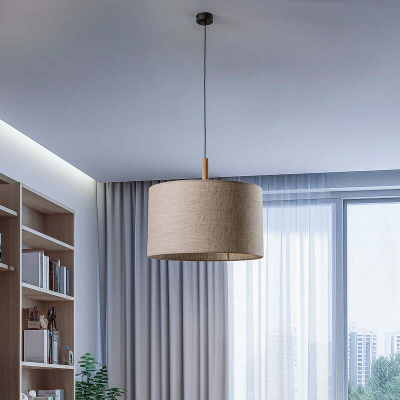 TK-Lighting Hängeleuchte Deva Nature LED Pendelleuchte dimmbar beige Holz 30cm - 5901780561079