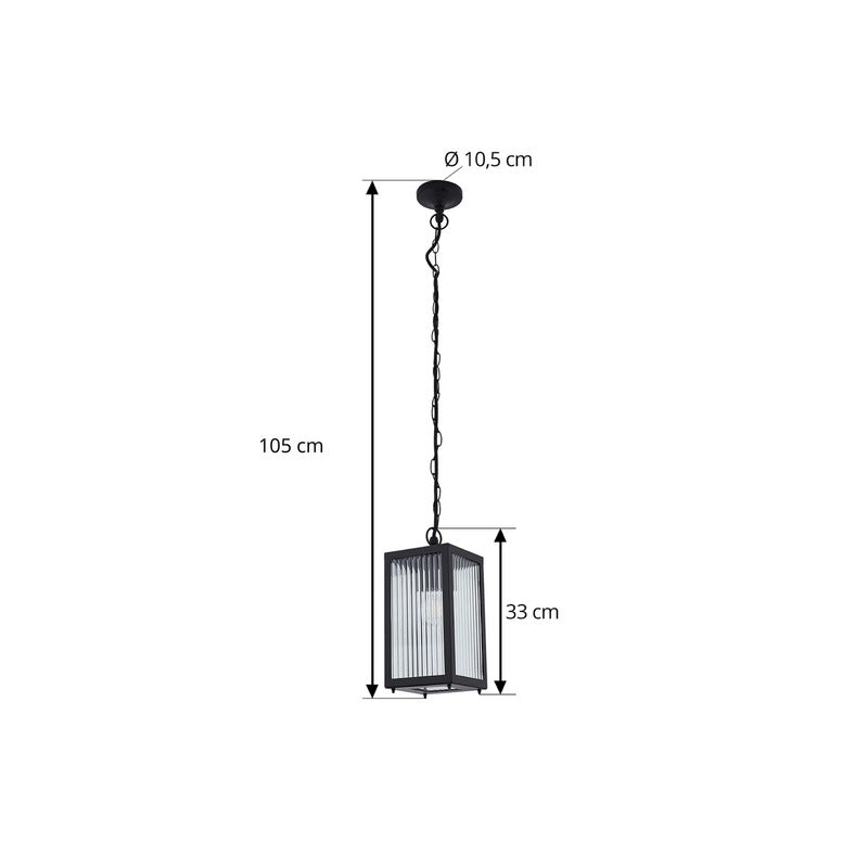 Lindby Bolgar Outdoor Pendant Light, Black, Metal, Glass - 4251911798302