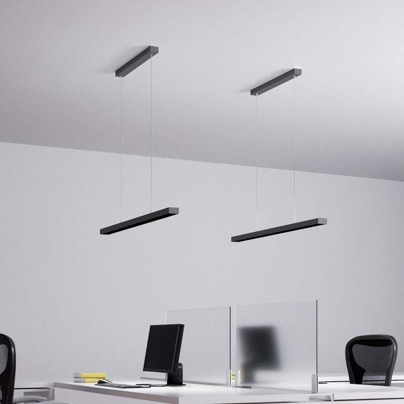 Arcchio Pendelleuchte Jolinda LED Hängelampe Büroleuchte schwarz 118cm 7200lm - 4251911779196