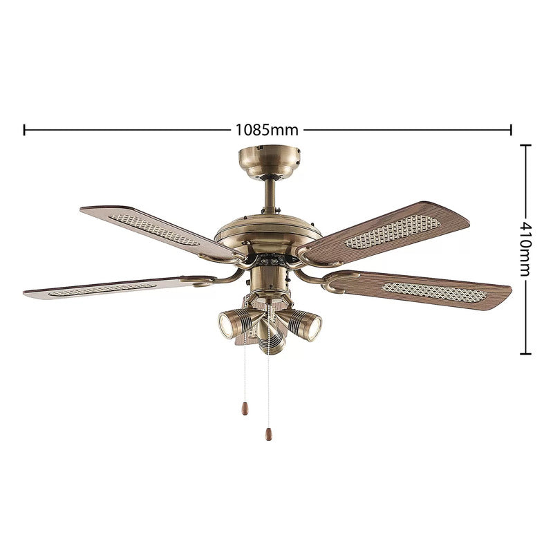 Lucande Deckenventilator mit Licht Anariki leise messing Ventilator Lampe S941 - 4251911744682