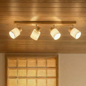 B-Ware Lindby Deckenleuchte Wanessa LED Deckenlampe Strahler dimmbar Holz weiß 67cm