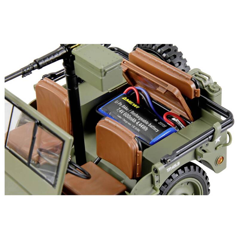 Amewi Jeep Willys MB Crawler RC Modellauto Elektro 4WD Allradantrieb 1:14 grau - 4262500346392