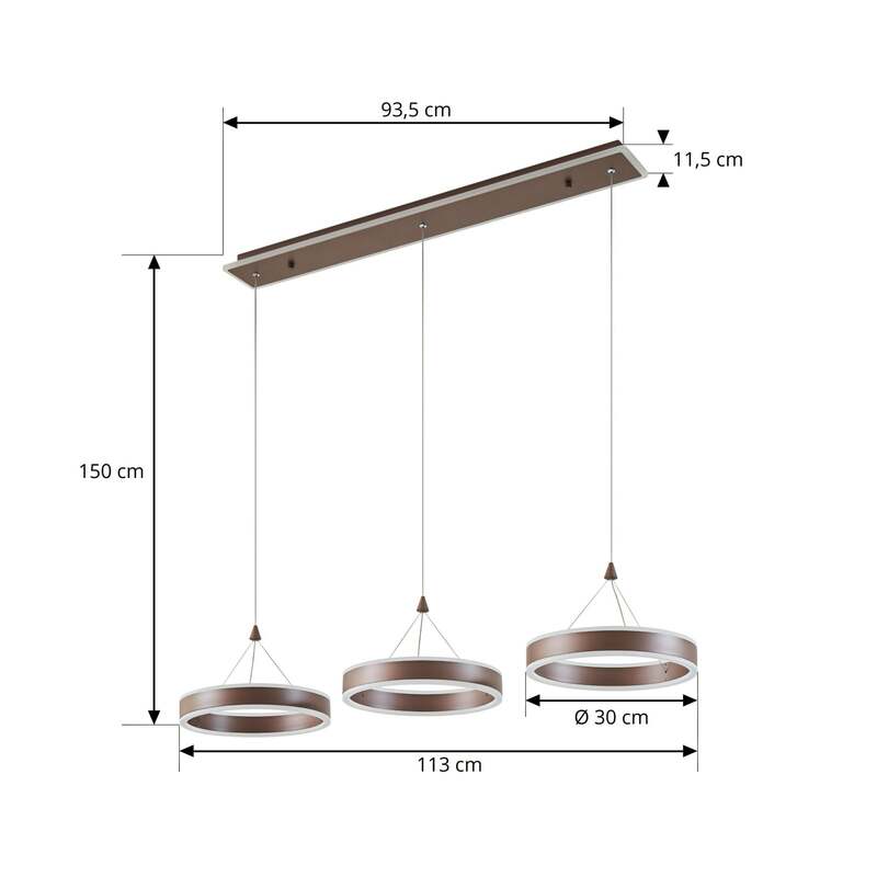 Lucande Pendelleuchte Hängeleuchte LED Kolo braun dimmbar Leuchte Esszimmer789 - 4251911776195