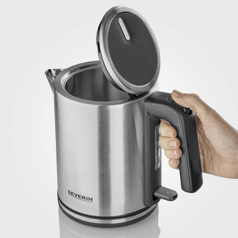 Severin Wasserkocher WK3489 Edelstahl 1L 2400W mit Kontrollleuchte silber/sch... - 4008146044991