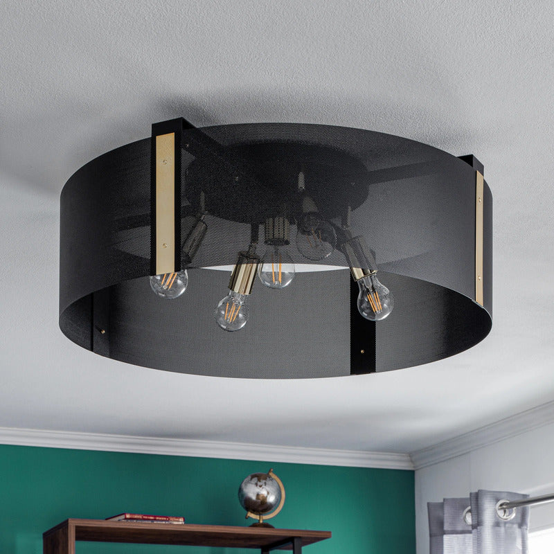 Euluna Deckenleuchte Lampe Etro Beleuchtung schwarz gold Stahl Ø 70 cm E27 LED - 4255830900037