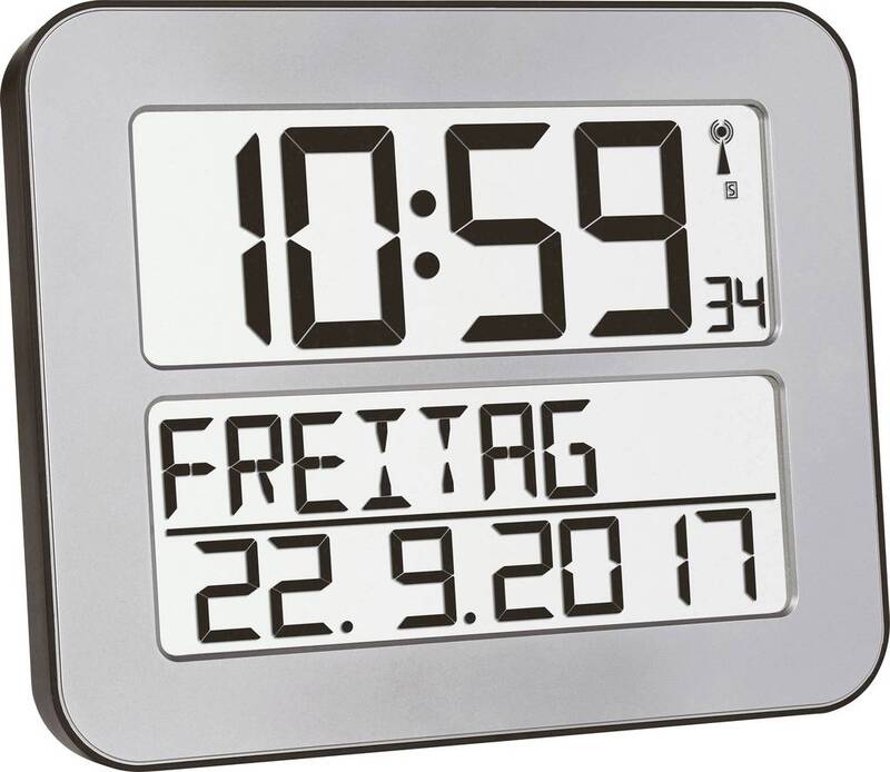 TFA 60.4512.54 Funk Wanduhr 258 x 212 x 30 mm Silber Schwarz Großes Display - 4009816028389