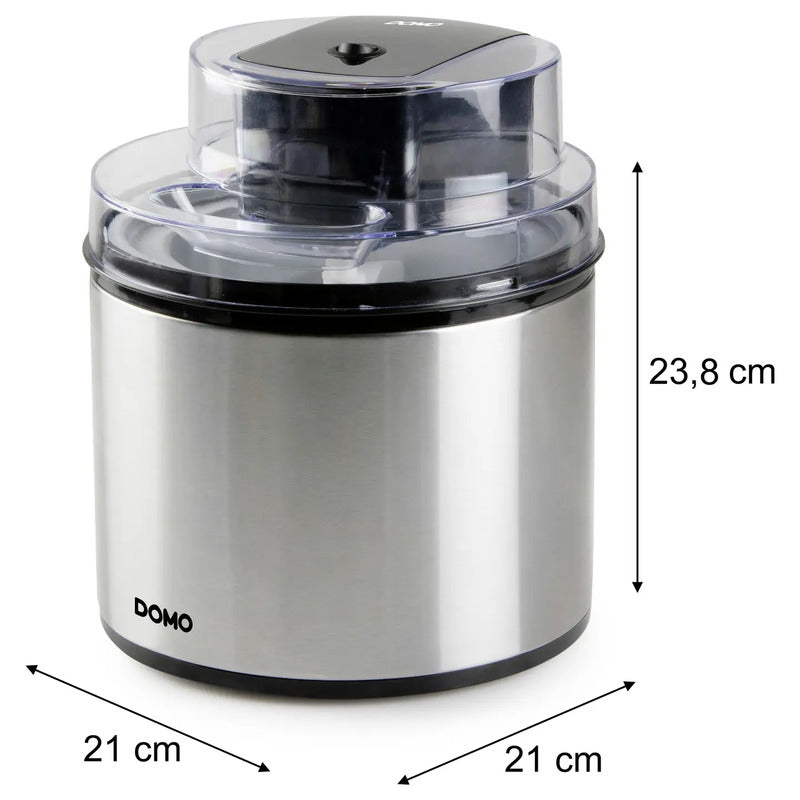 DOMO Eismaschine 2l Edelstahl Eisbereiter Eismaschine für leckeres Eis schnell - 5411397176691