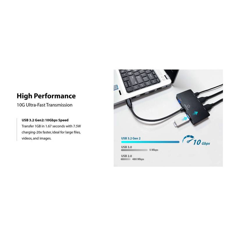 RENKFORCE RF-USBHA-480 4-IN-1 USB Hub Adapter mit 4 Ports für PC und Laptop - 4064161476384