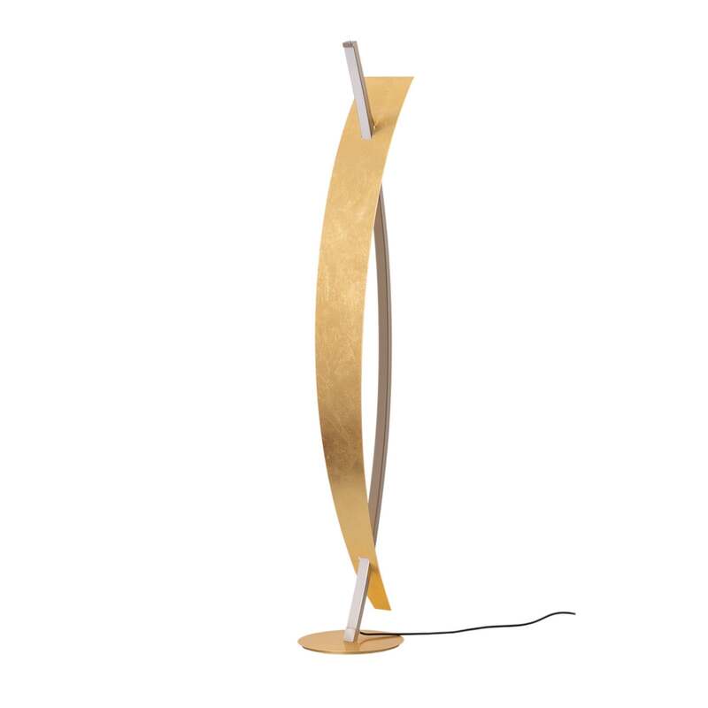 Lucande Stehleuchte Lampe Marija LED dimmbar goldfarben 140cm warmweiß 3000K - 4251096552676