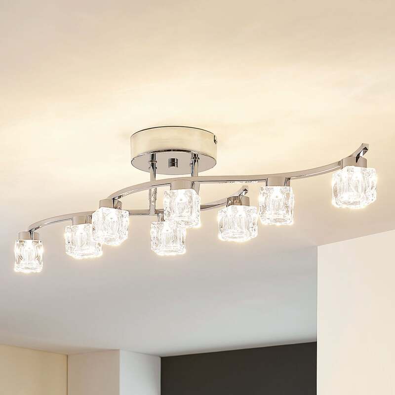 Lindby Deckenleuchte Yaro LED Lampe dimmbar 8-flammig chrom 82,5x18cm modern - 4251096550191