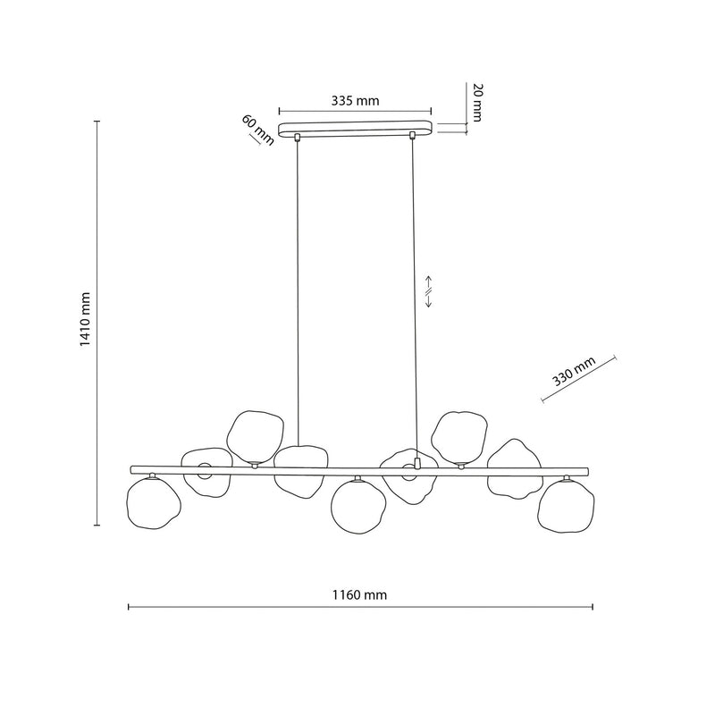 TK-Lighting Hängeleuchte Lava LED Pendelleuchte 9-flammig dimmbar beige 116x33cm - 5906135111107