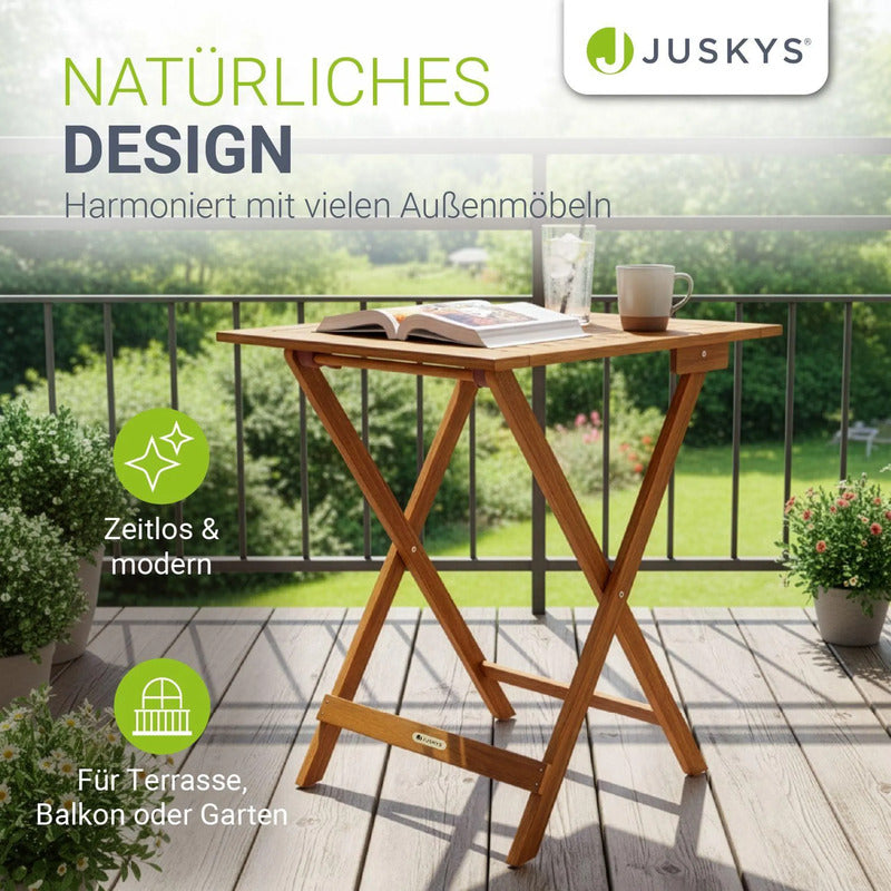 Beistelltisch Zadar klappbar Akazienholz wetterfest für Garten Balkon 60x60x76cm - 4262437187396