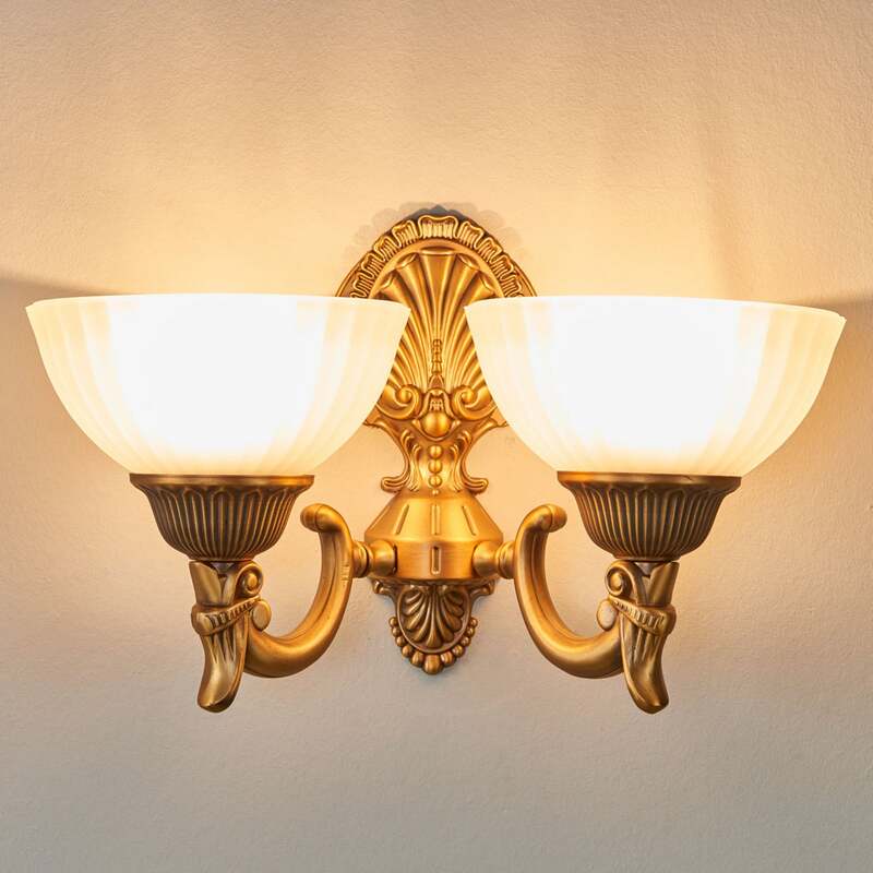 Orion Wandleuchte Rocca 2-flammig LED dimmbar bronze weiß Metall Glas 36,5cm - 9003090217274