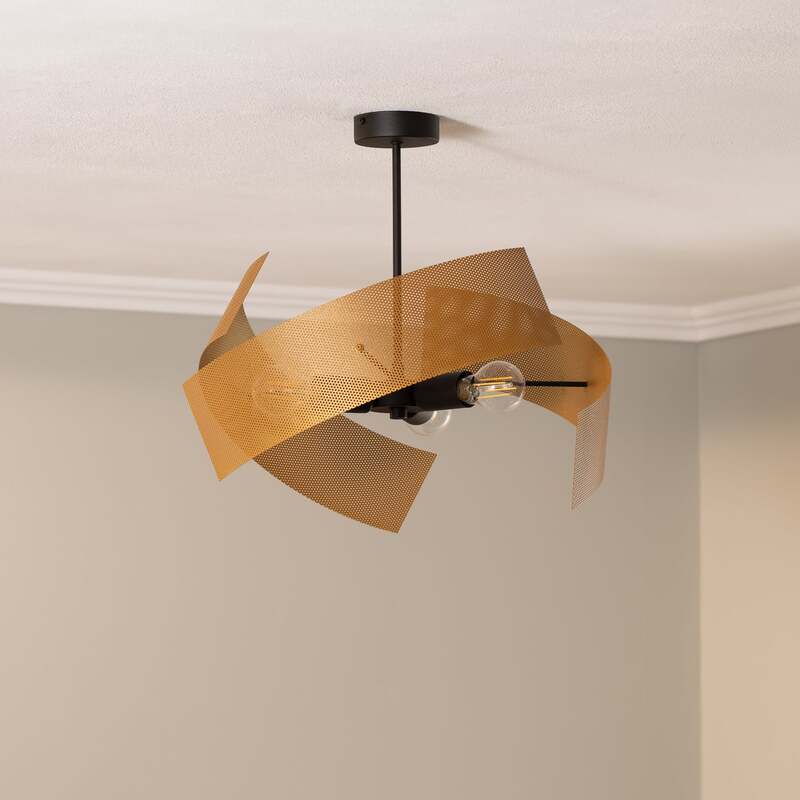 Euluna Deckenleuchte Moira LED Lampe dimmbar goldfarben schwarz Ø47cm 3-flammig - 4251911787818