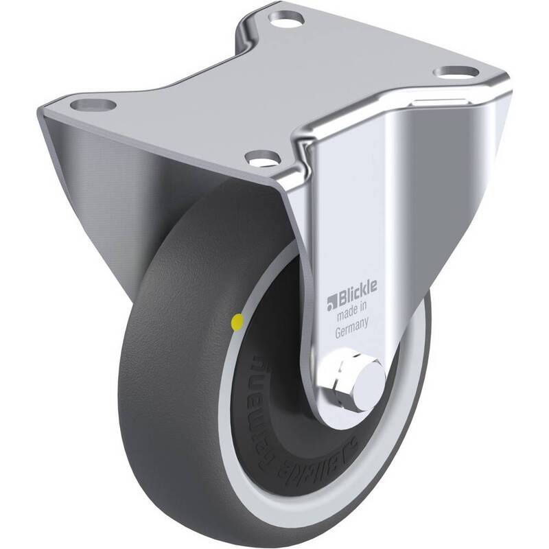 Blickle Bockrolle Transportrolle Rad 100 mm Grau Traglast 130 kg Anschraubplatte - 4047526188764