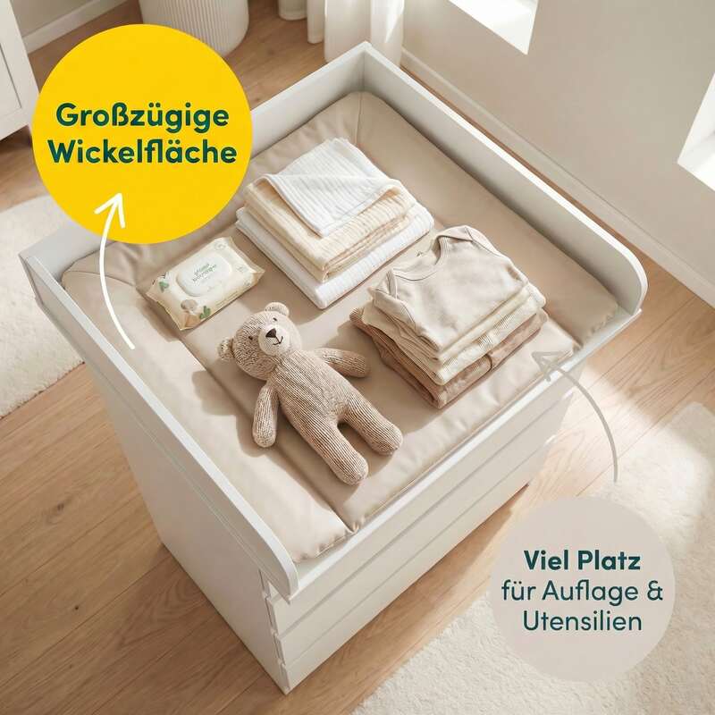 Little One Wickelaufsatz Wickelstation für Ikea MALM Hemnes NORDLI weiß sicher - 4002840012942