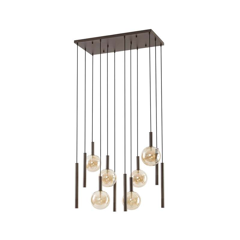 Lucande Hängeleuchte Lumavia 12-flg LED Pendelleuchte dimmbar braun amber - 4255830916939