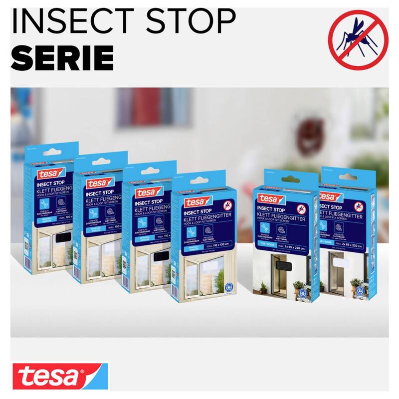 Tesa Fliegengitter Insektenschutz Anthrazit 1100x1300mm 3 Stück Innen Außen - 4063565026478