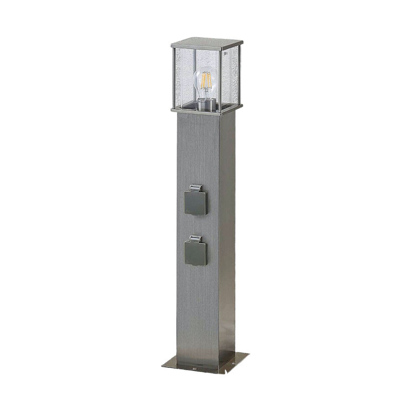 Lindby Pollerleuchte Gartenleuchte Caspa LED mit 2 Steckdosen Edelstahl 70cm - 4251096549546