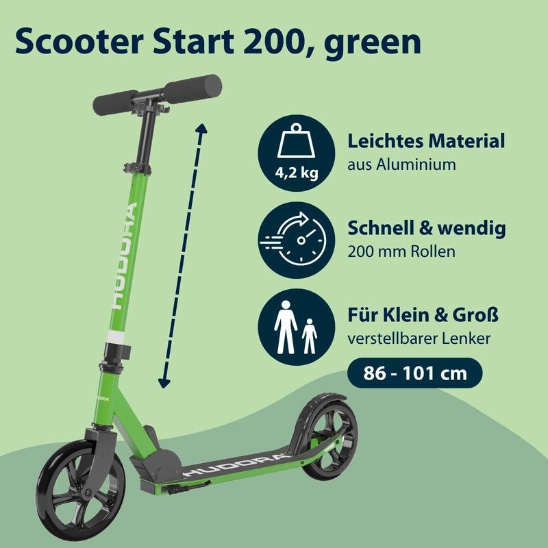 HUDORA Scooter Start 200 Roller Tretroller Kinder grün Outdoor Spielgerät202 - 4005998144893