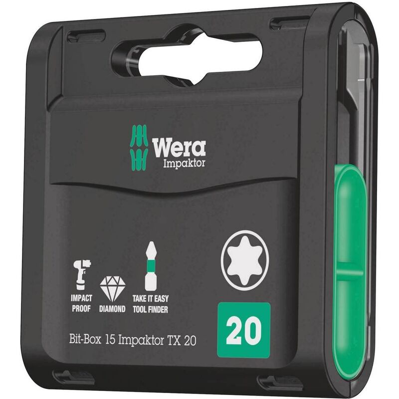Wera Bit-Box 15 Impaktor TX 20 Schraubendreher Zubehör Werkzeug Set 15-teilig - 4013288187871
