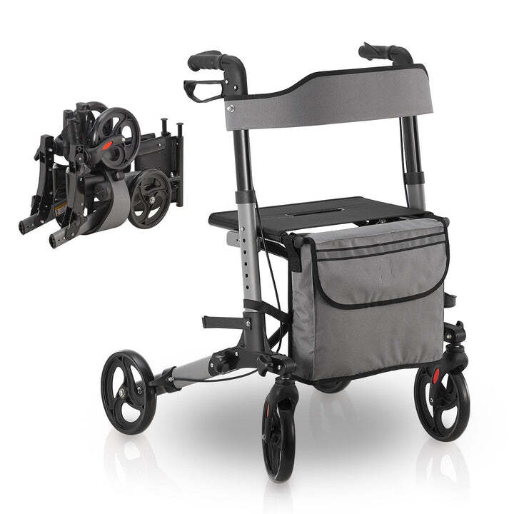 Aluminium Rollator Vital klappbar Gehhilfe mit Sitz grau 130kg Unabhängigkeit - 4260565522683