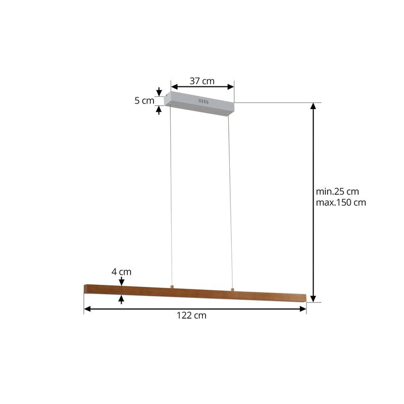 Lucande LED-Hängeleuchte Nihalo Holz 122 cm dimmbar CCT 2500 lm höhenverstellbar - 4251911791679