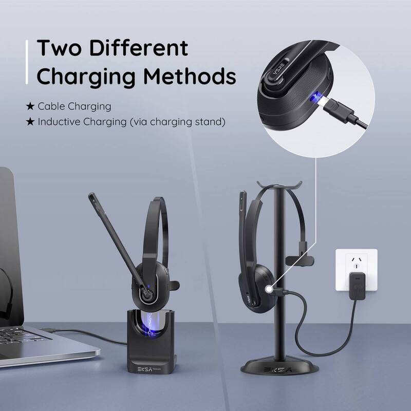 EKSA H5 On Ear Headset Bluetooth Kopfhörer Mikrofon-Rauschunterdrückung Schwarz - 4064161258706
