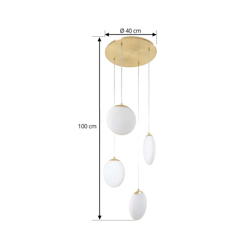 Lucande Hängeleuchte Pendelleuchte Lunelle messing Glas 4-flammig Ø 40 cm G9 - 4255830900624