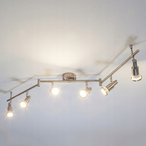 B-Ware Lindby Nickelfarbene LED-Deckenlampe Aron 6-fl Deckenlampe Deckenstrahler GU10