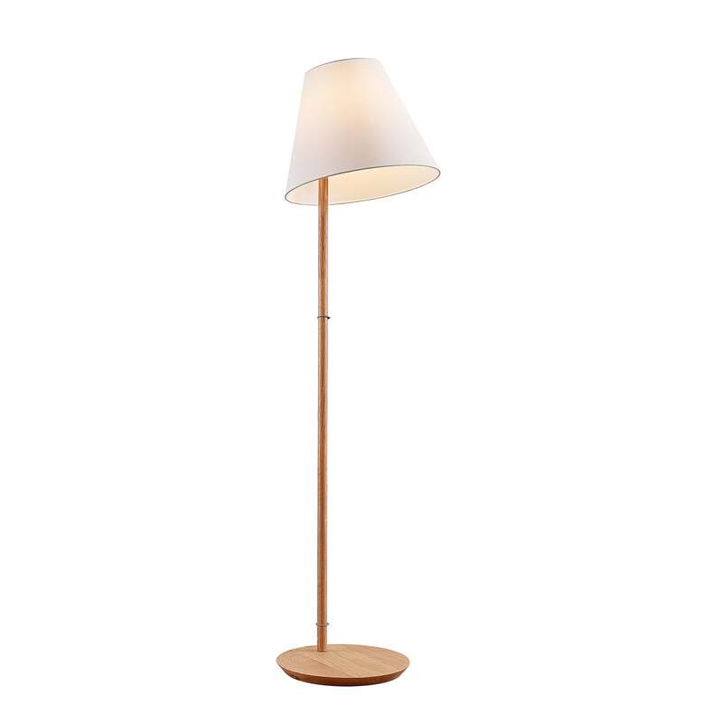 Lucande Stehleuchte Jinda LED Lampe Leuchte E27 weiß Holz 160cm Höhe 40cm - 4251096593457