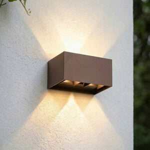 B-Ware Lindby Außenwandleuchte Nivar LED Gartenleuchte Wandleuchte rostbraun 20cm IP54