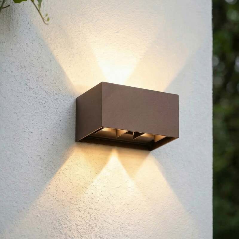 Lindby Außenwandleuchte Nivar LED Gartenleuchte Wandleuchte rostbraun 20cm IP54 - 4255830909856