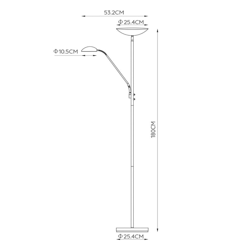 Lucide LED Stehleuchte Deckenfluter Zenith dimmbar schwarz 180 cm Metall Lampe - 5411212193896