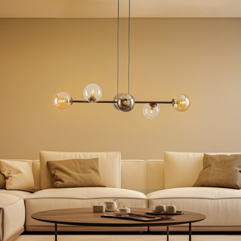 Hängeleuchte Glassy 6-flg grafit amber klar Glas 110 cm Hängelampe Leuchte Lampe - 5901738918917