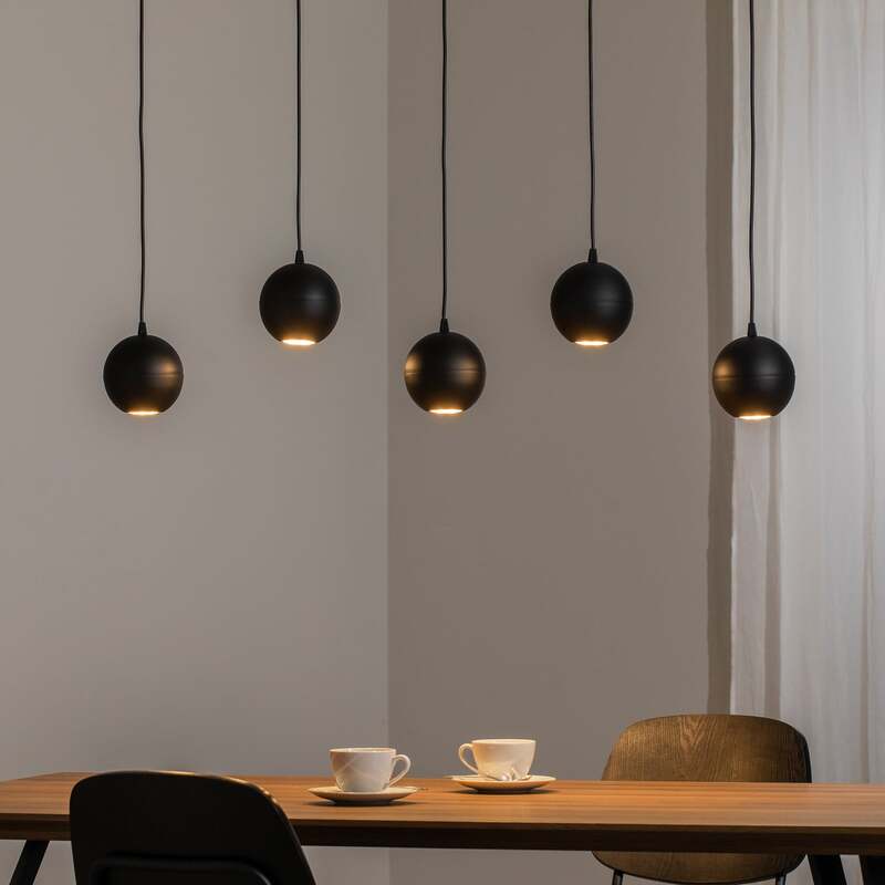 Euluna Pendelleuchte Midnight Deckenlampe Hängeleuchte 5-flammig GU10 Schwarz449 - 5902349227214