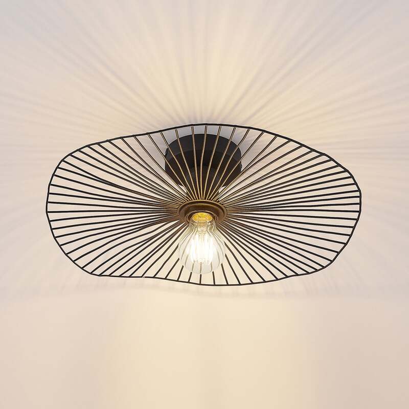 Lindby Deckenleuchte Ruota LED Lampe Leuchte dimmbar schwarz Ø40cm 11cm hoch - 4251096584127