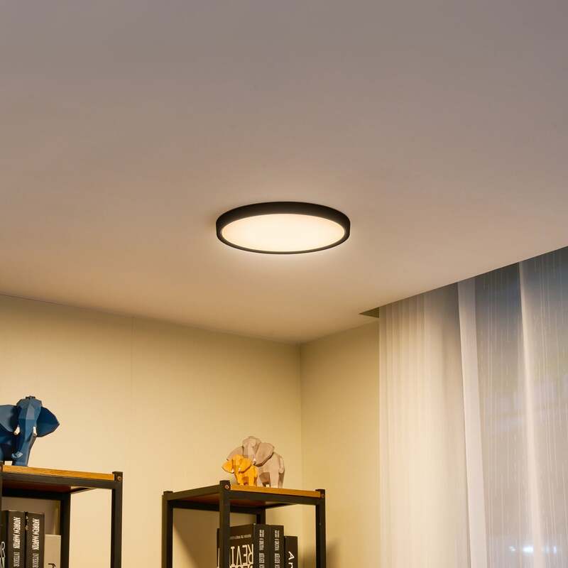 Lindby LED-Deckenleuchte Pravin dimmbar Ø 30 cm mattschwarz warmweiß 17 W - 4251911766776