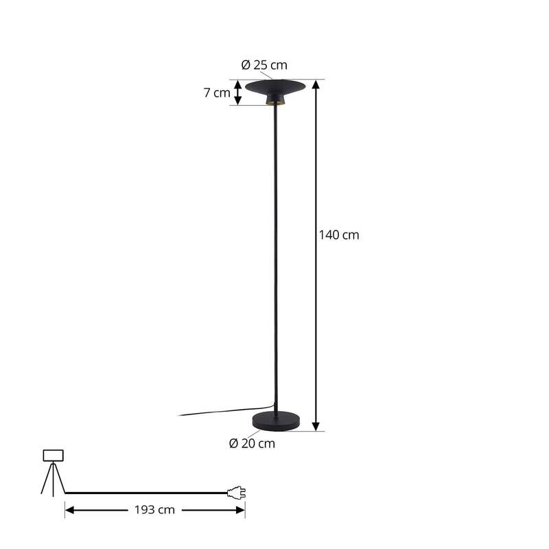 Lindby Stehleuchte Stehlampe LED schwarz Metall Wohnzimmer Esszimmer Norvind - 4251911791778