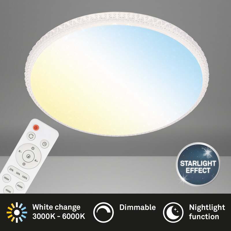 Deckenleuchte Lampe Briloner LED Style Fernbedienung weiß Metall Kunststoff - 4002707365532