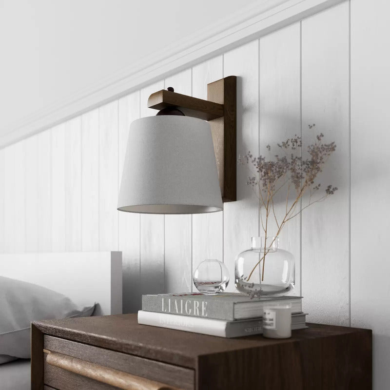 Wandleuchte Sweden mit Holzgestell nussbaum eiche Wandlampe Lampe Leuchte Licht - 5907687436298