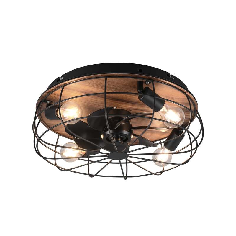 Reality Leuchten Deckenventilator Trondheim 4xE27 mit Fernbedienung Holz schwarz - 4017807529586