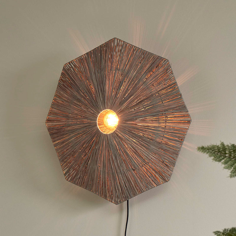 Good & Mojo Wandleuchte Panama LED Wandlampe Holz Eisen dunkelgrau Ø65cm 1x60W - 8716248095617