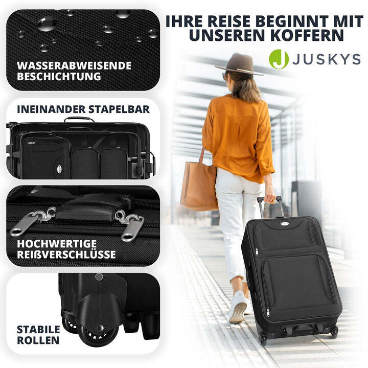 Reise Trolley Kofferset Athen 5-teilig 2 Trolleys Umhängetasche Kosmetiktaschen - 4260565527602