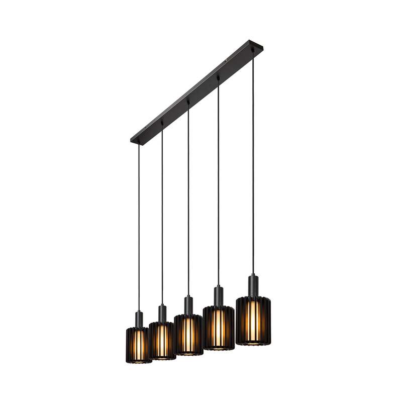 Lucide Pendellampe Hängeleuchte Lambres 5-flg dimmbar schwarz 164cm Glas Metall - 5411212452962