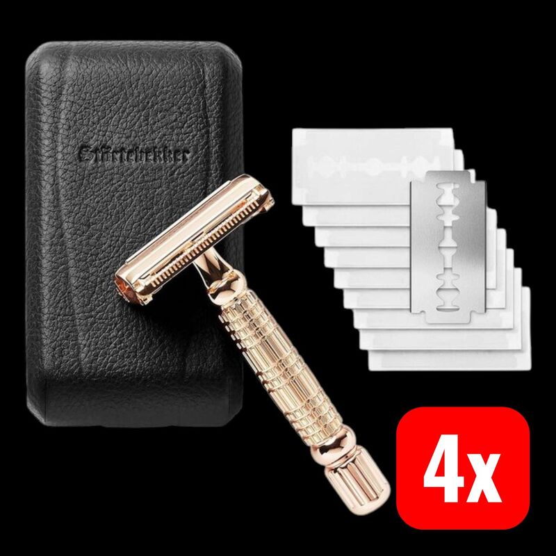 Störtebekker Rasierhobel Herrenrasierer Rasierer 10 Ersatzklingen rosegold rose - 4260554490016