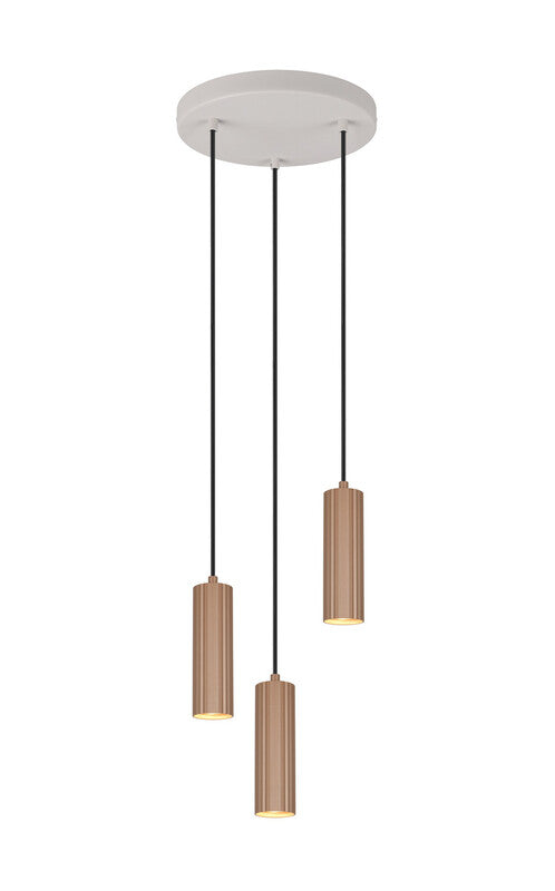 TRIO Pendelleuchte Hängeleuchte Soka GU10 3-flammig LED Lampe Metall coffee 28cm - 4017807670172