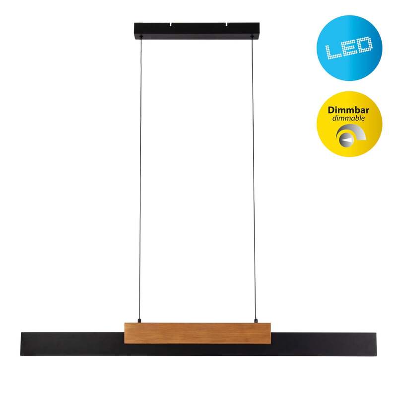 Näve Pendelleuchte Hängeleuchte LED Wiebke schwarz Holz dimmbar Lampe Esszimmer - 4003222894095